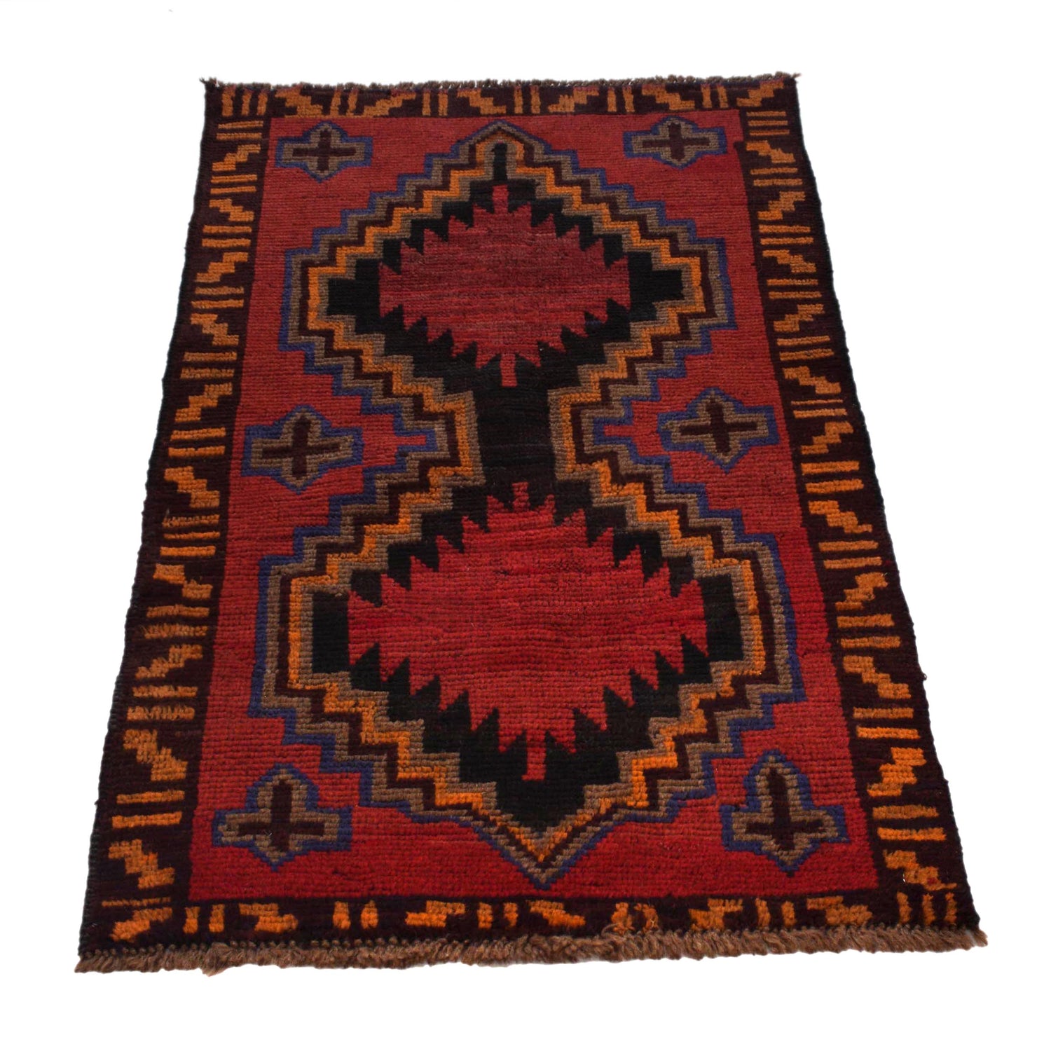 Baluchi Rug Handmade Red Geometric 3x5 ft