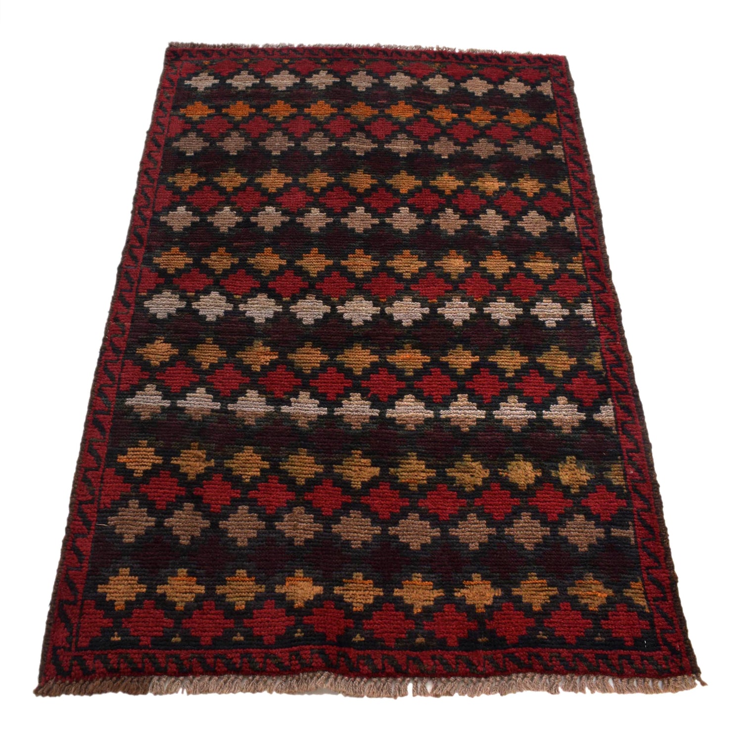 Baluchi Rug Handmade Multi Geometric 2x4 ft