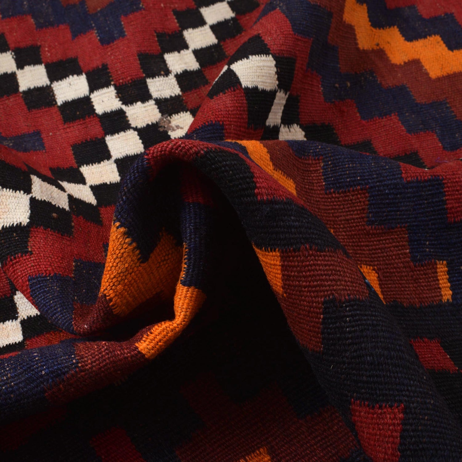Maimana Kilim Area Rug Handmade Red Floral 7x10 ft