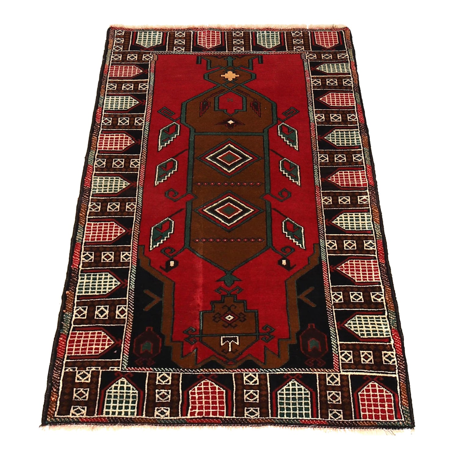 Baluchi Rug Handmade Multi Geometric 3x5 ft