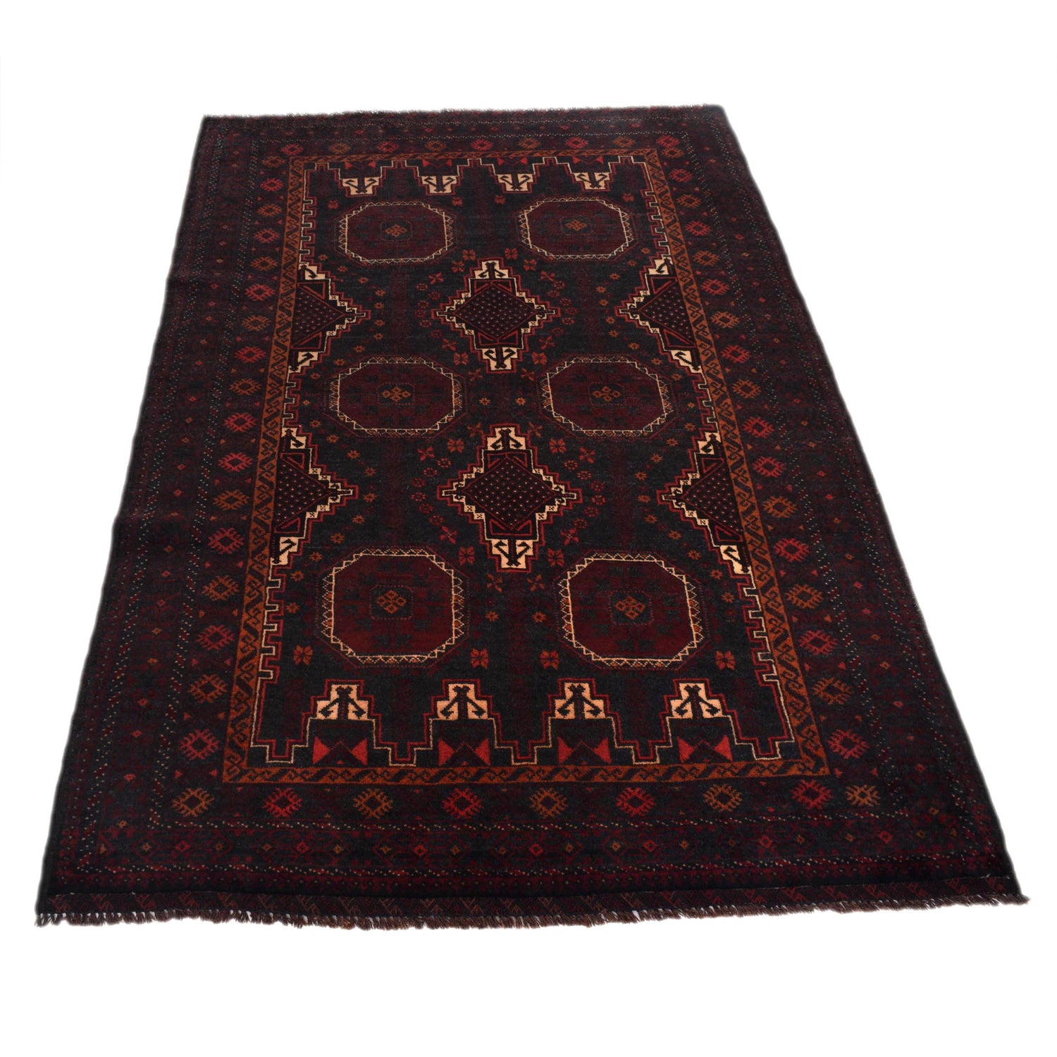 Baluchi Rug Handmade Multi Geometric 4x6 ft