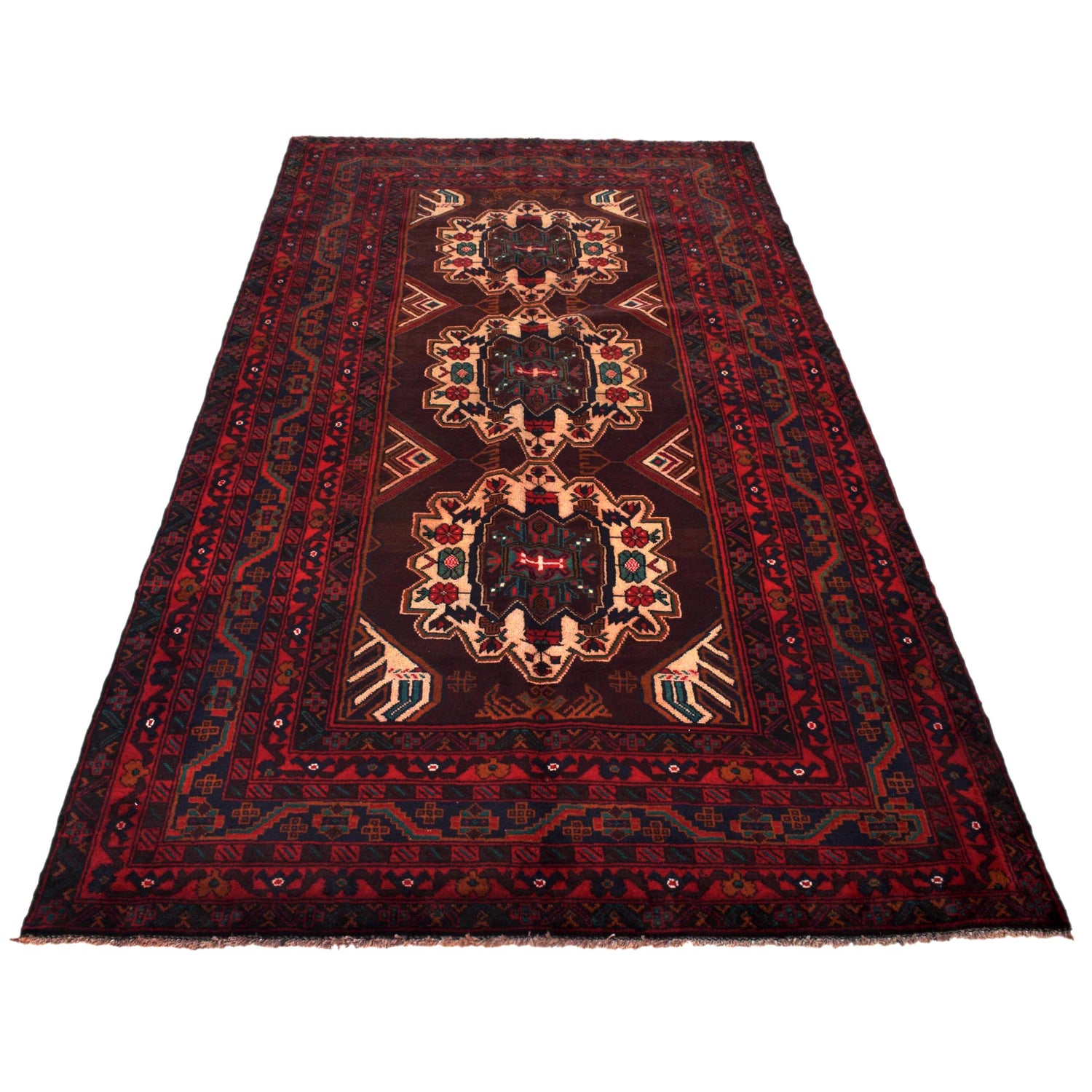 Baluchi Rug Handmade Multi Geometric 5x8 ft