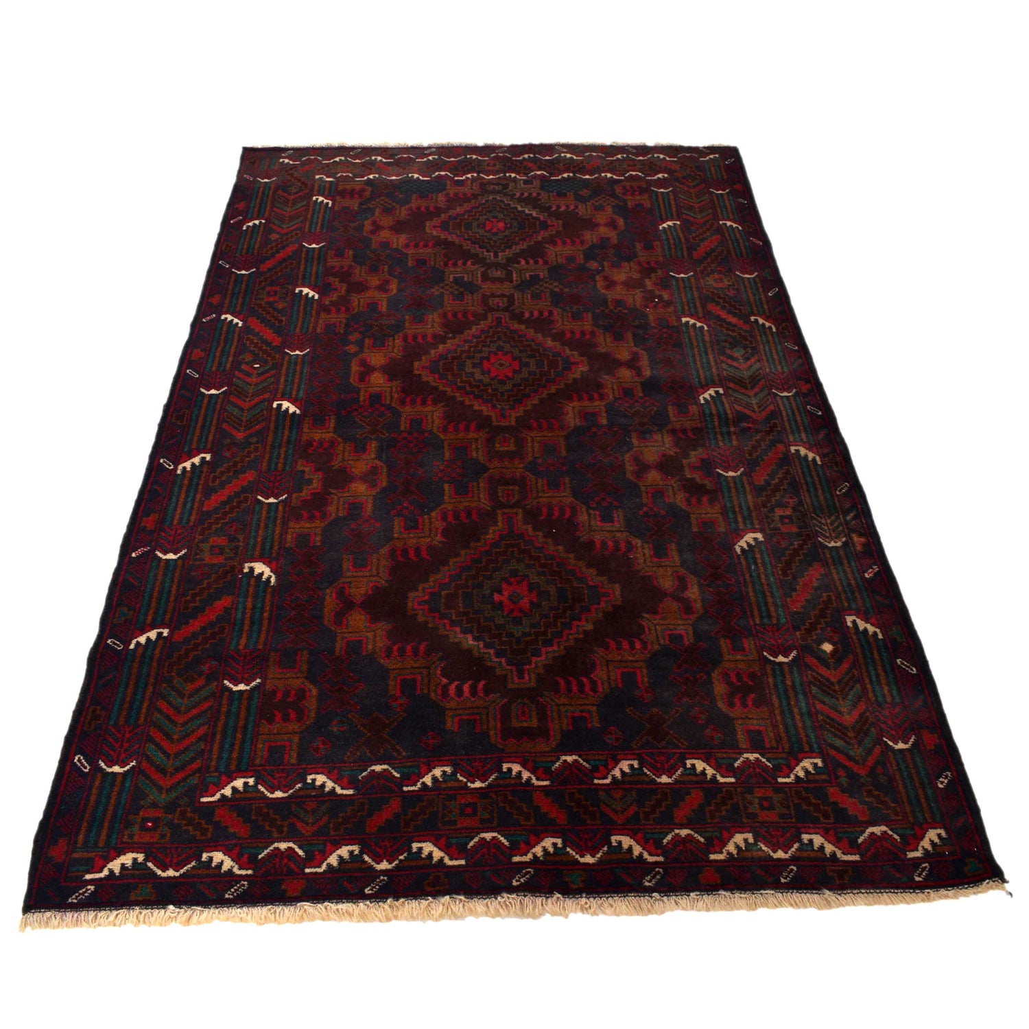 Baluchi Rug Handmade Multi Geometric 4x6 ft