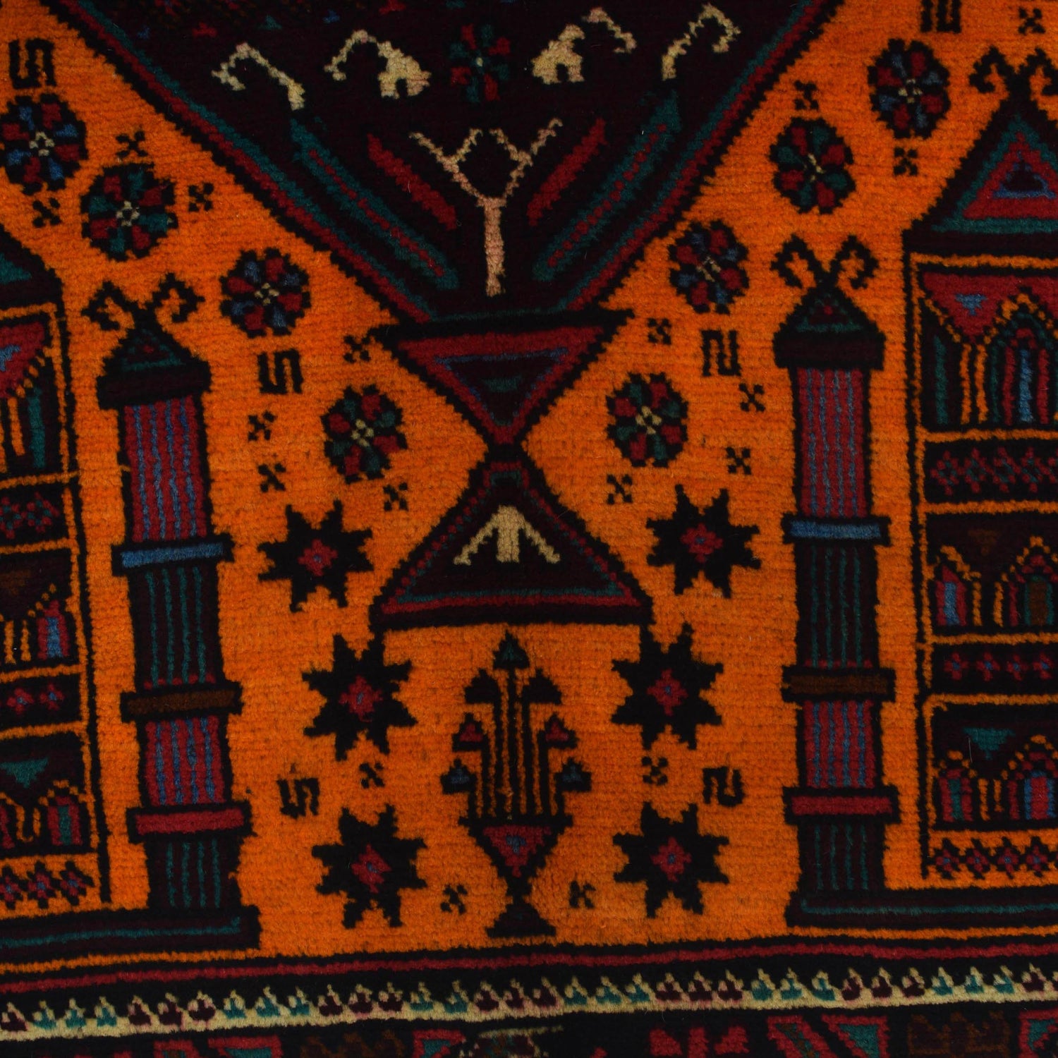 Baluchi Rug Handmade Orange Geometric 3x5 ft