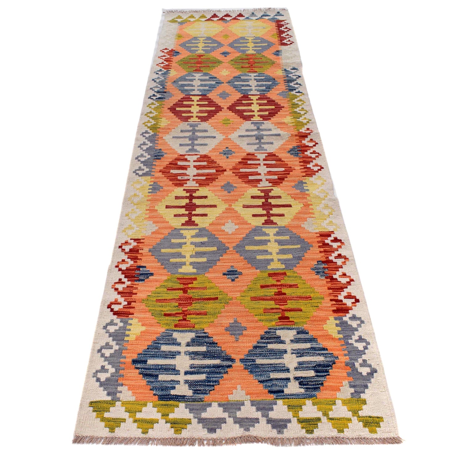 Handmade Multi Kilim Geometric 10' Runner