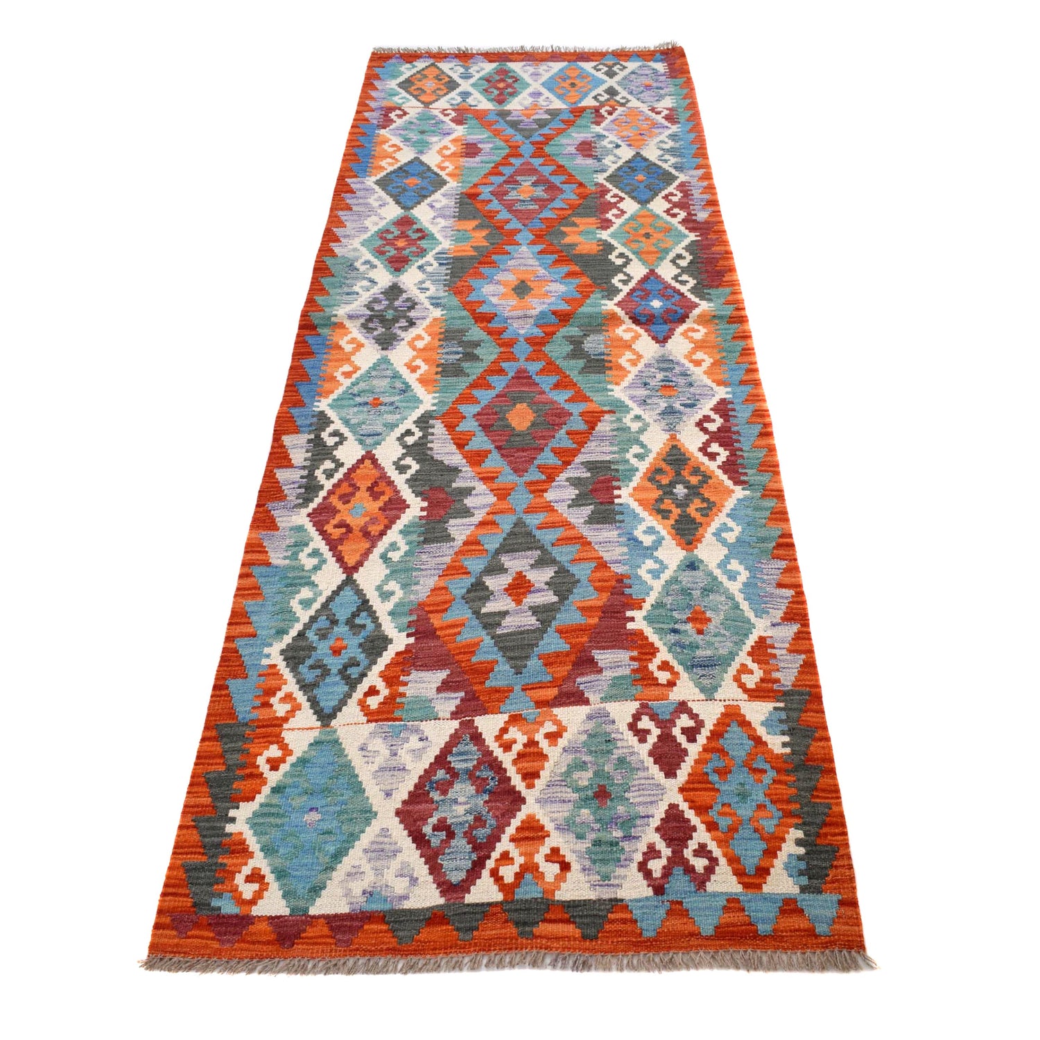 Handmade Multi Kilim Geometric 8' Runner