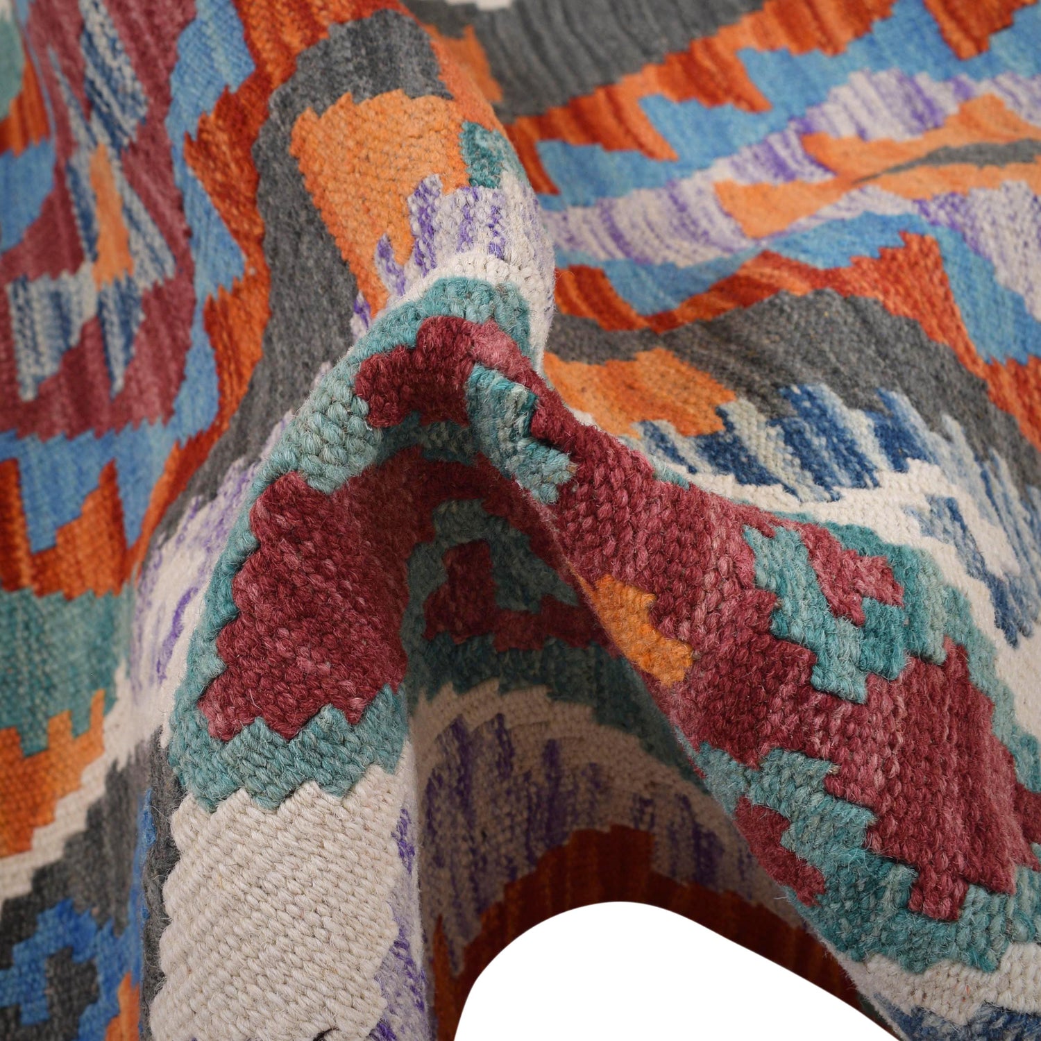 Handmade Multi Kilim Geometric 8' Runner