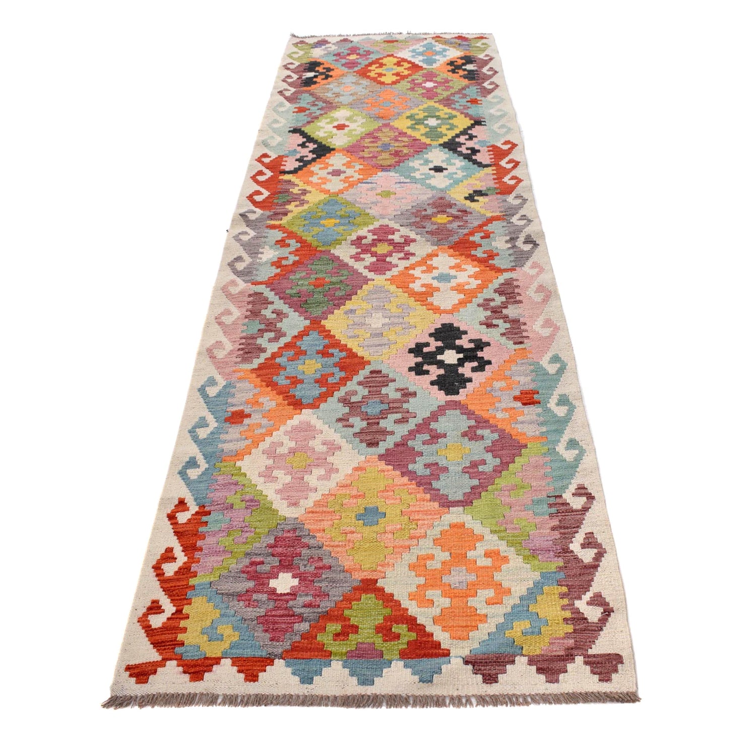 Handmade Multi Kilim Geometric 10' Runner