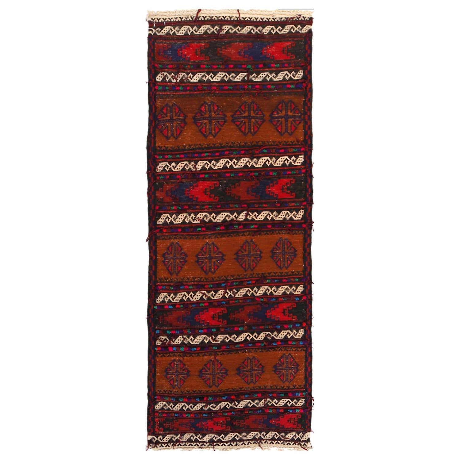 Table Sheet Runner Rug Handmade Brown Curvilinear 6' Runner