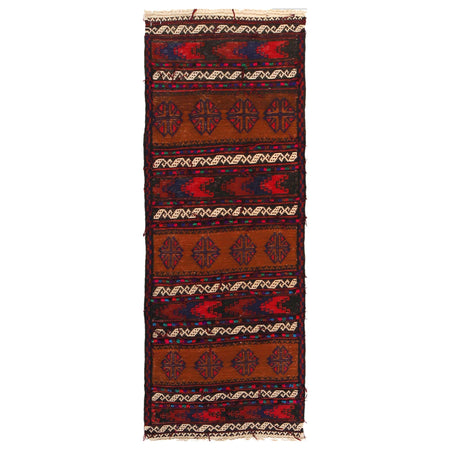 Table Sheet Runner Rug Handmade Brown Curvilinear 6' Runner