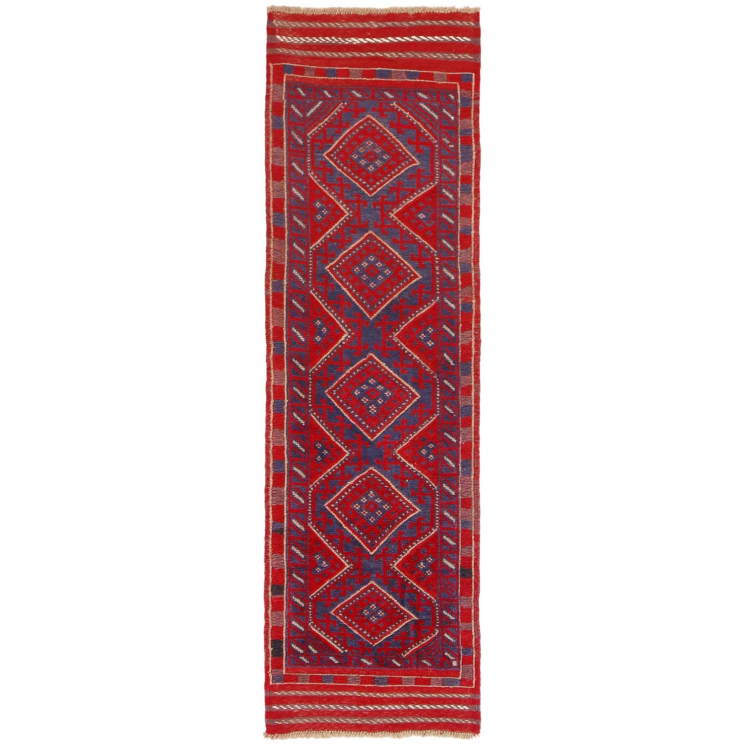 Mashwani Runner Handmade Deep Red Geometric 8' Runner