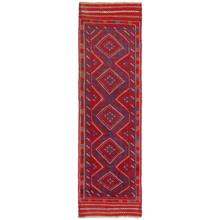 Mashwani Runner Handmade Deep Red Geometric 8' Runner
