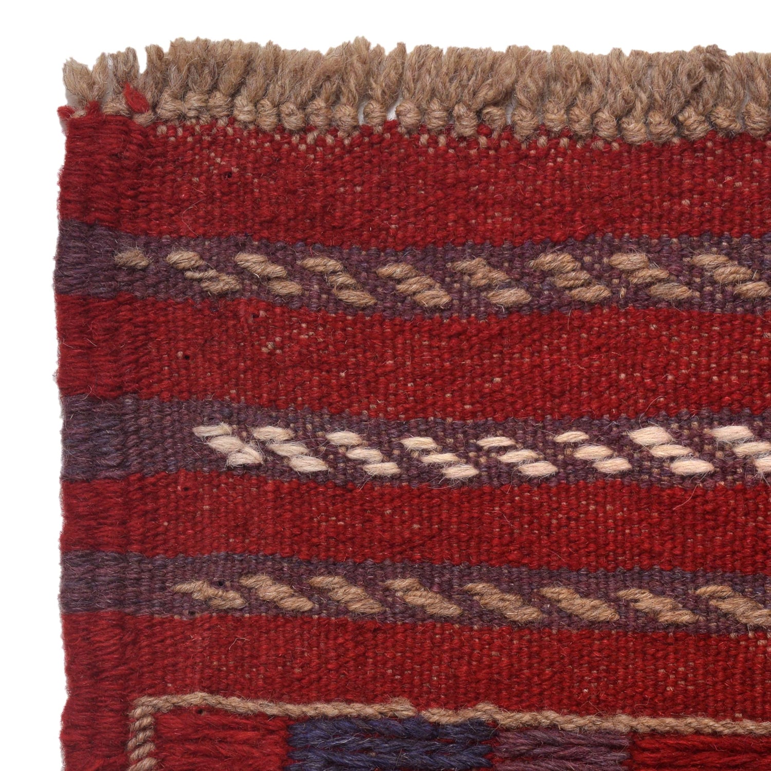 Mashwani Runner Handmade Deep Red Geometric 8' Runner