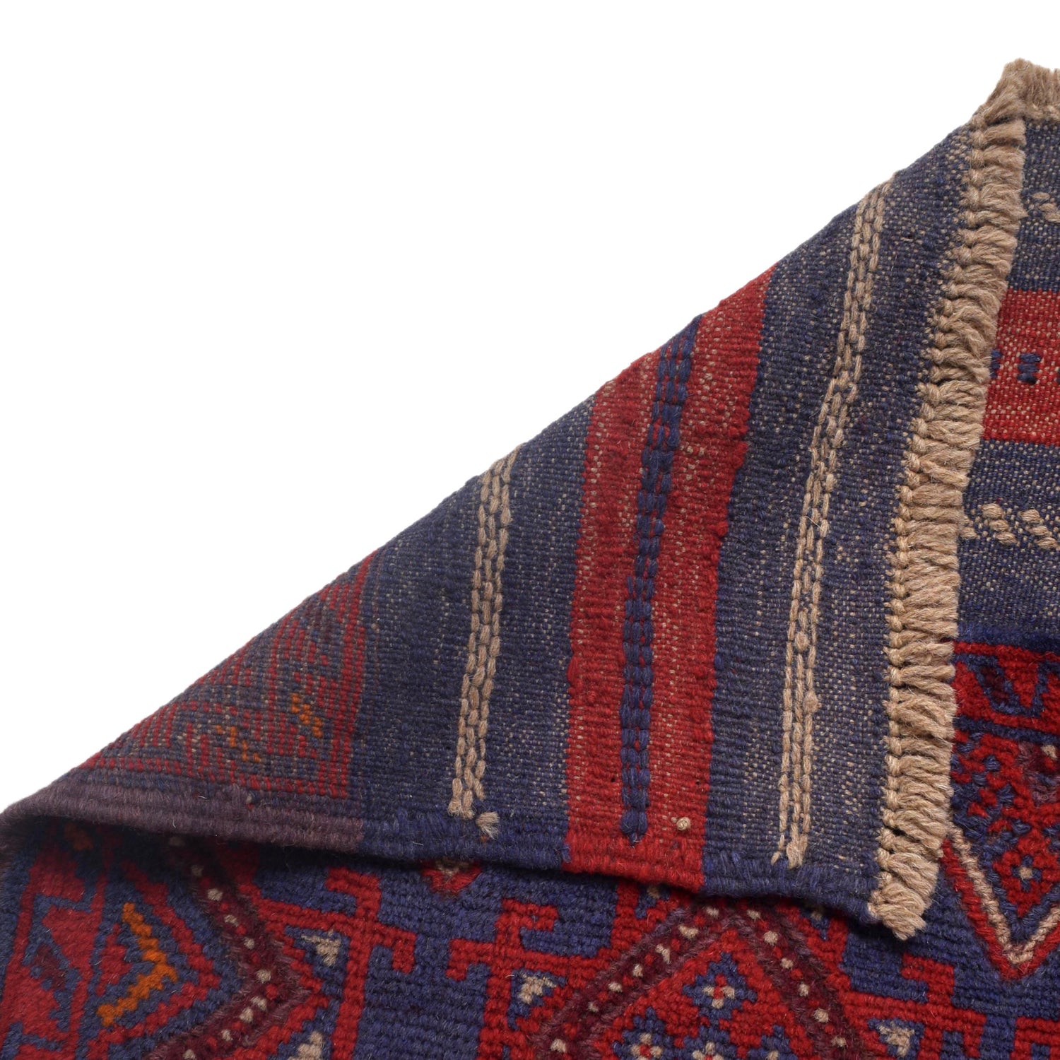 Mashwani Area Rug Runner Handmade Deep Red Geometric 8'