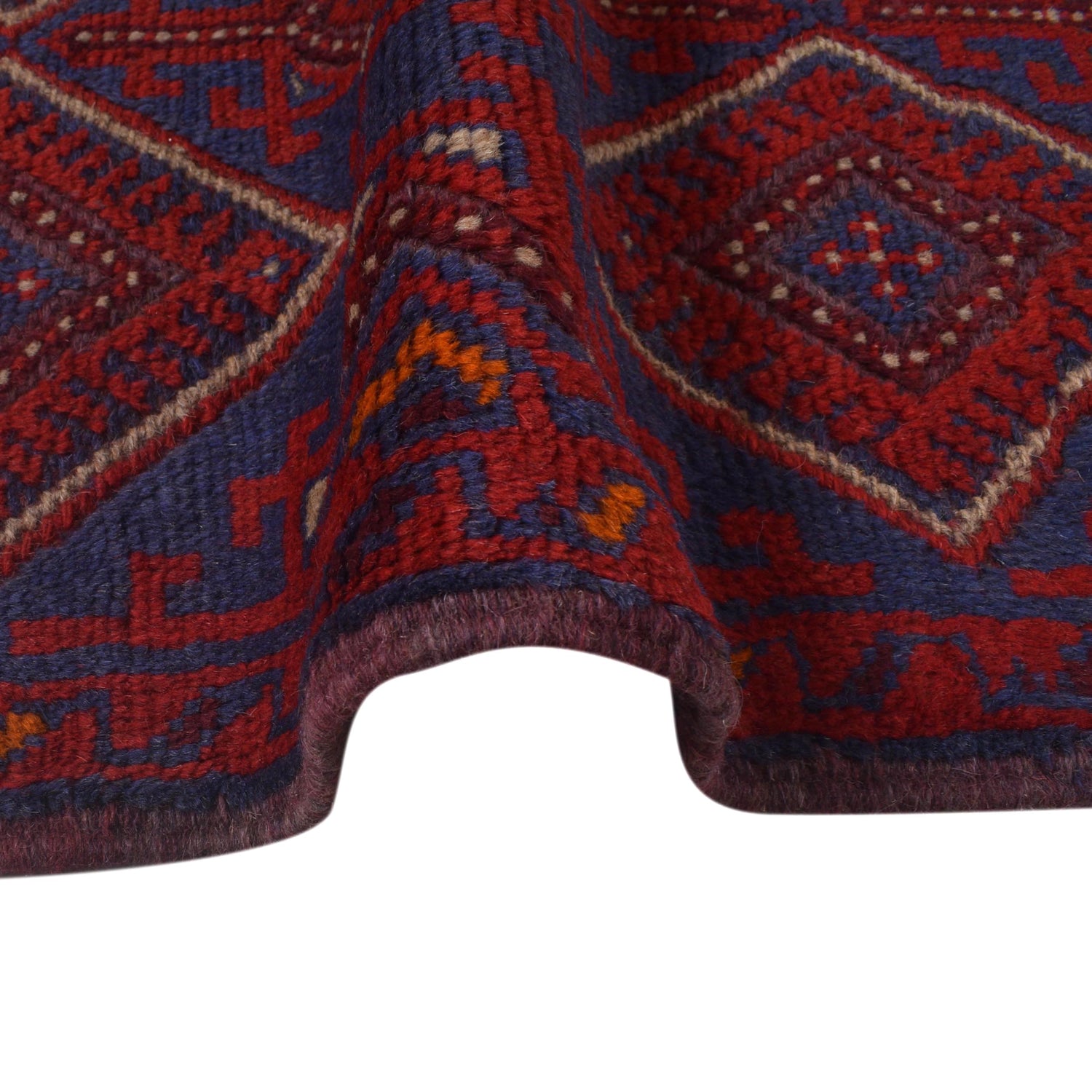 Mashwani Area Rug Runner Handmade Deep Red Geometric 8'