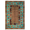 Shikargah Area Rug Handmade Blue Animal/Birds 4x6 ft