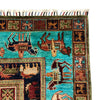 Shikargah Area Rug Handmade Blue Animal/Birds 4x6 ft
