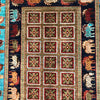 Shikargah Area Rug Handmade Blue Animal/Birds 4x6 ft