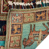 Shikargah Area Rug Handmade Blue Animal/Birds 4x6 ft
