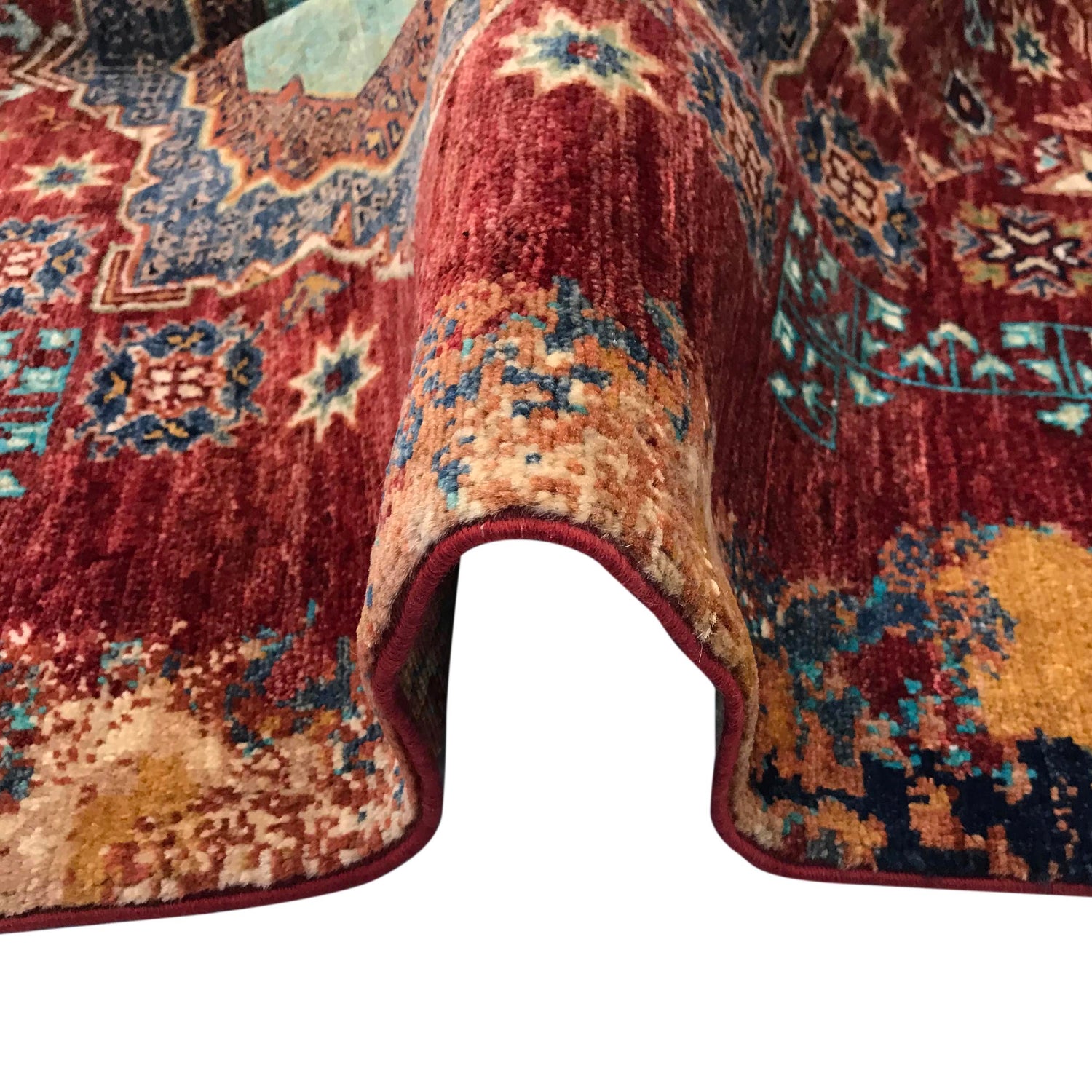 Mamluk Area Rug Handmade Red Medallion 3x5 ft