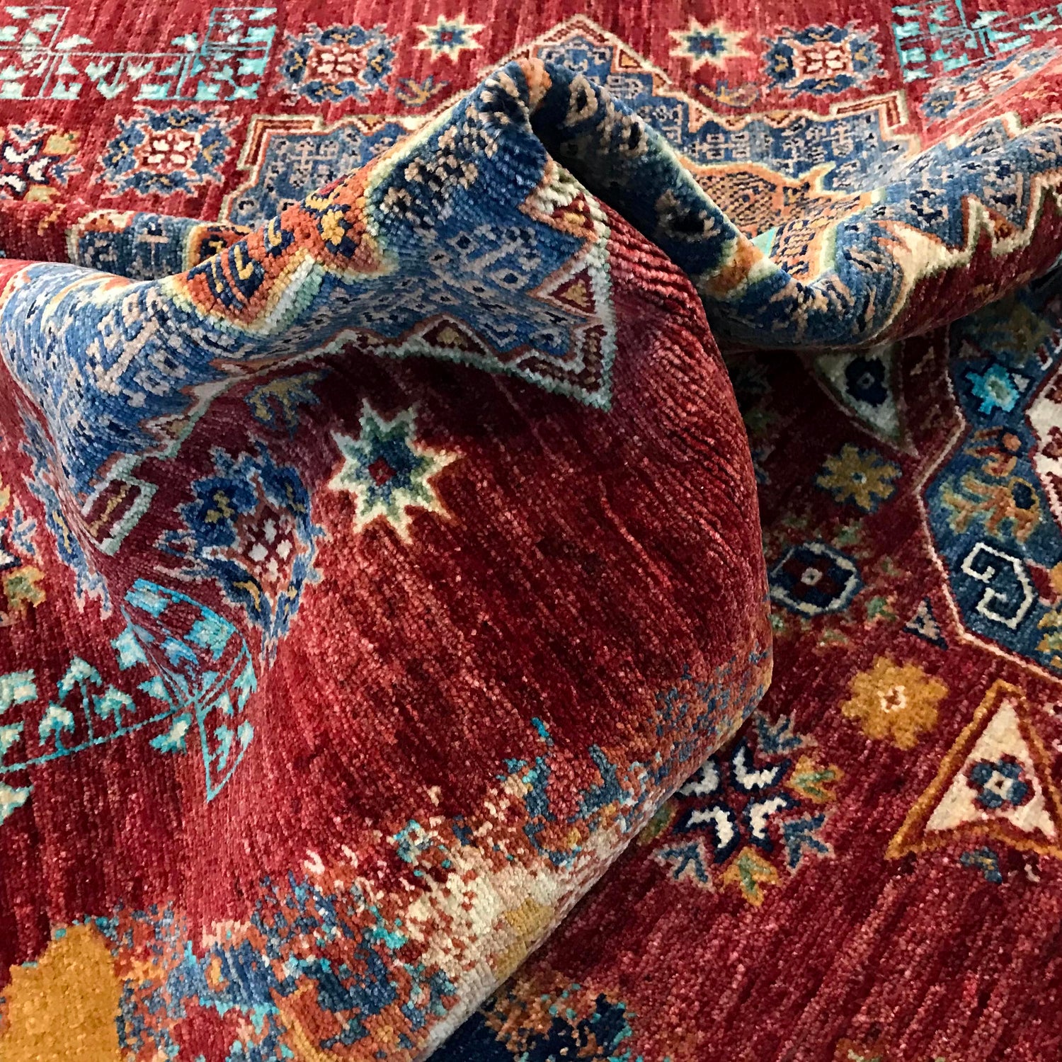 Mamluk Area Rug Handmade Red Medallion 3x5 ft