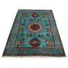 Mamluk Area Rug Handmade Green Medallion 4x6 ft