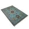 Mamluk Area Rug Handmade Green Medallion 4x6 ft