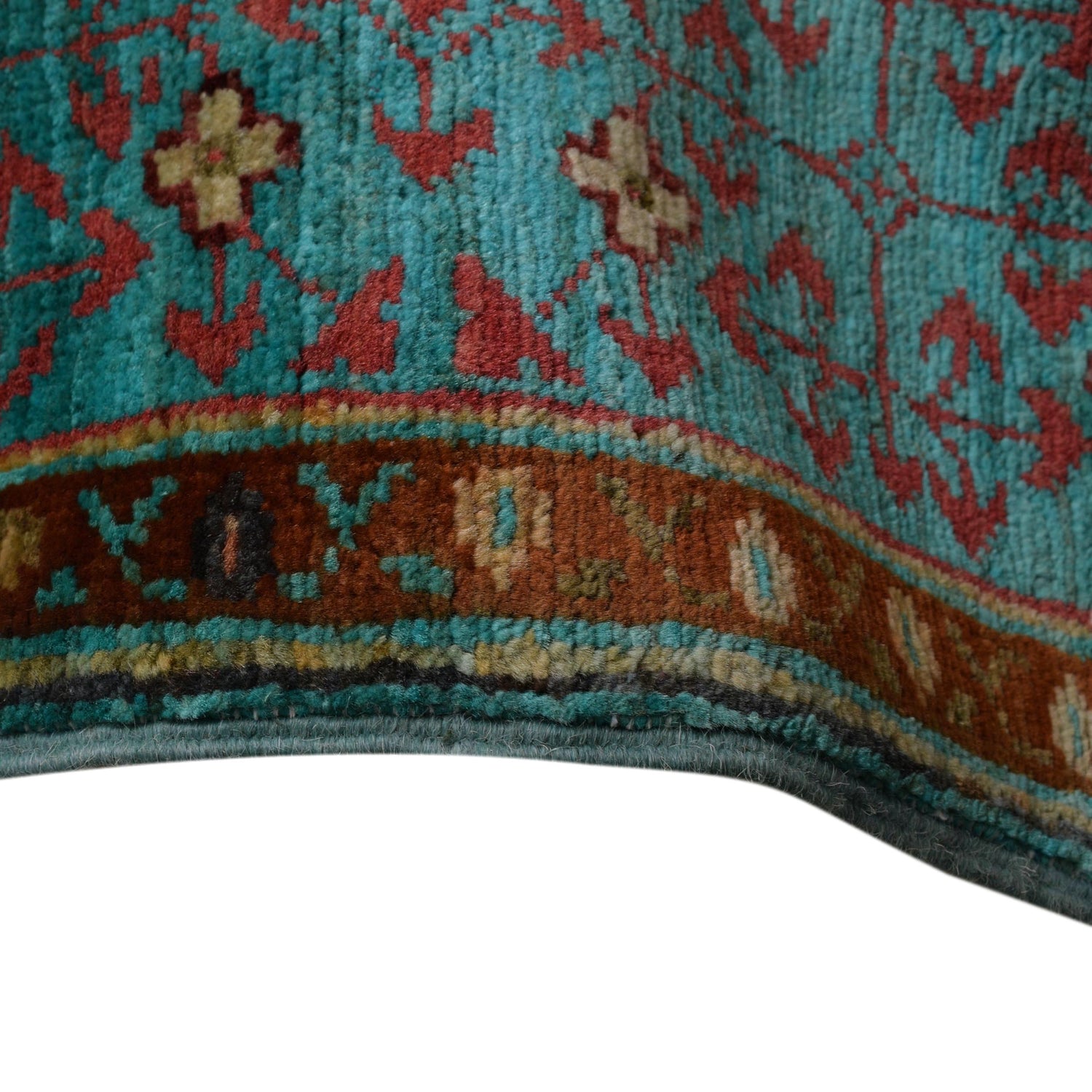 Mamluk Area Rug Handmade Green Medallion 4x6 ft