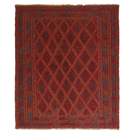 Mashwani Runner Rug Handmade Deep Red Geometric 5x6 ft