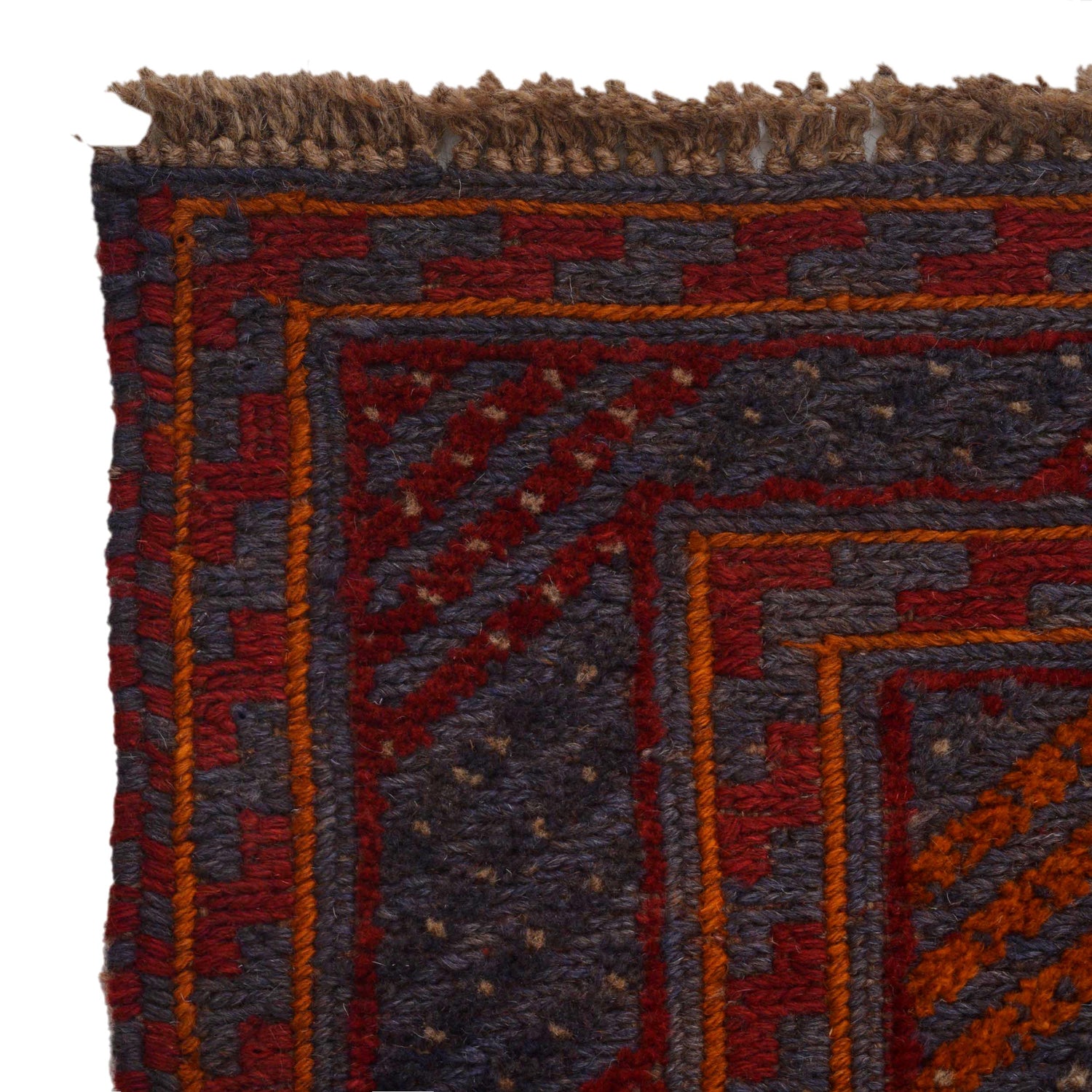 Mashwani Runner Rug Handmade Deep Red Geometric 5x6 ft