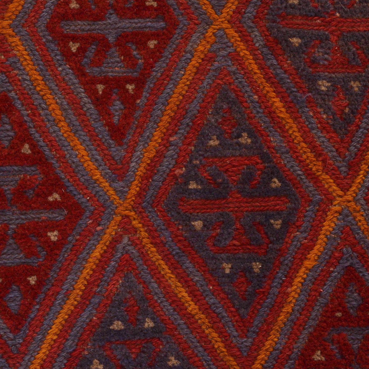 Mashwani Runner Rug Handmade Deep Red Geometric 5x6 ft