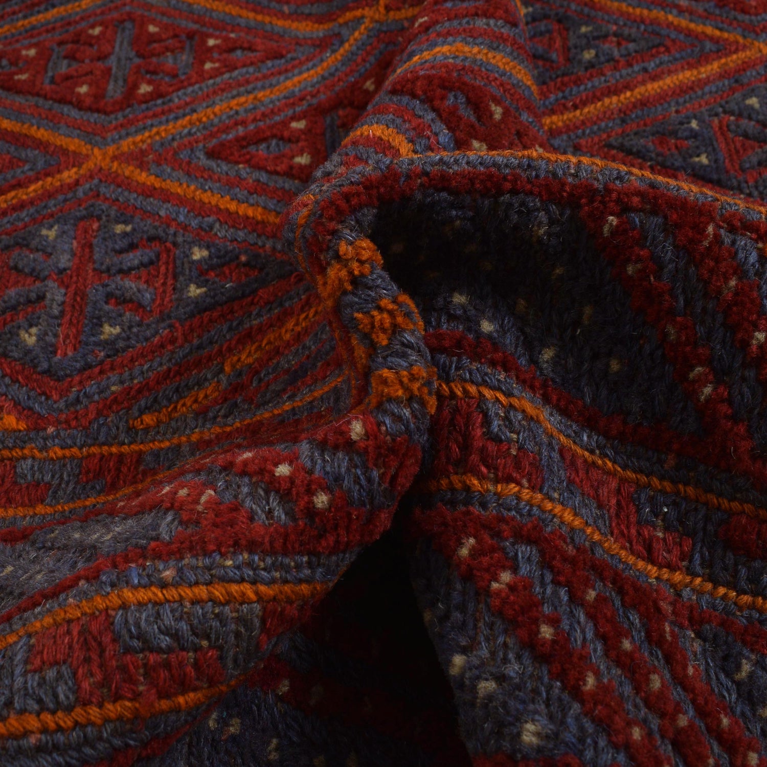 Mashwani Runner Rug Handmade Deep Red Geometric 5x6 ft