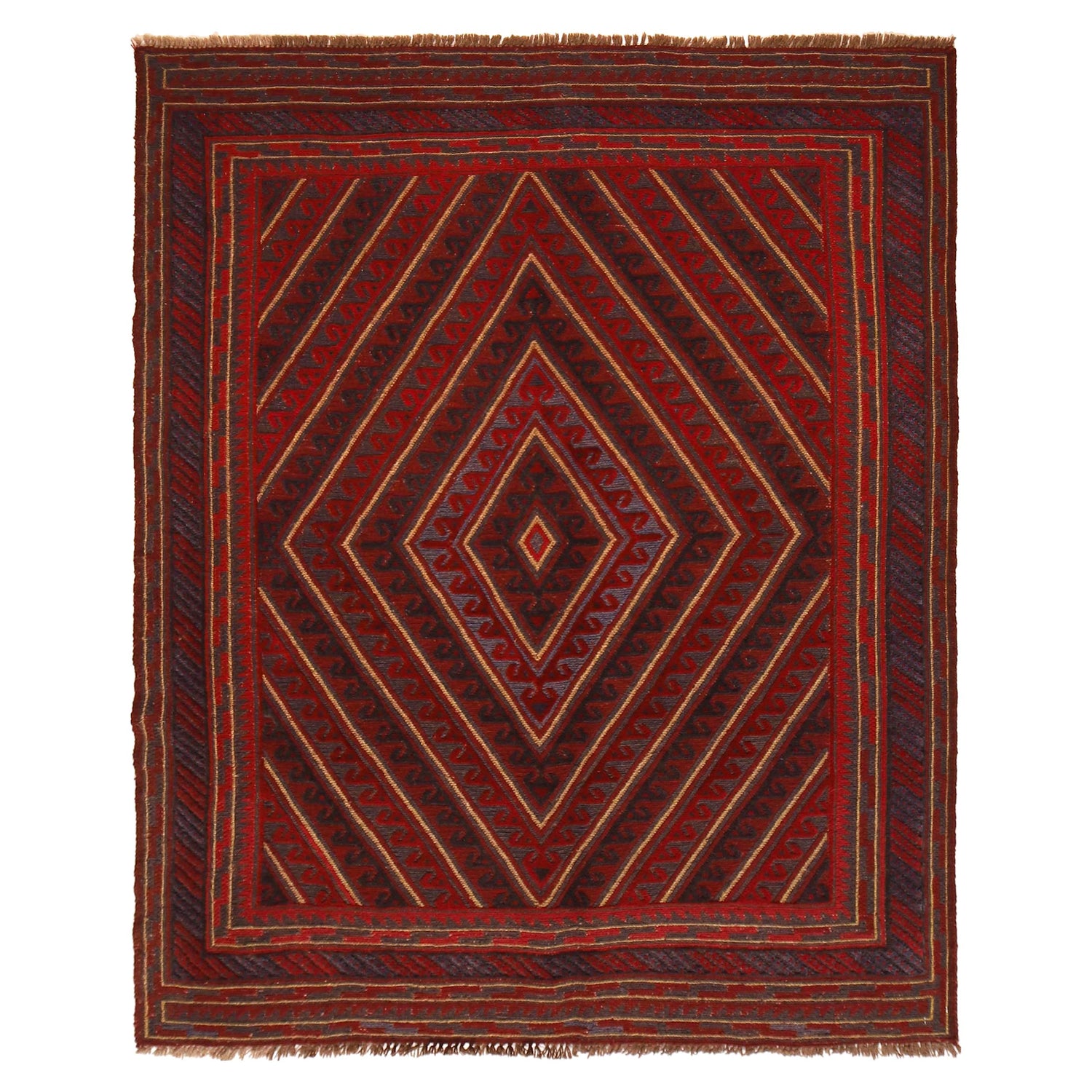 Mashwani Runner Rug Handmade Red Geometric 5x6 ft