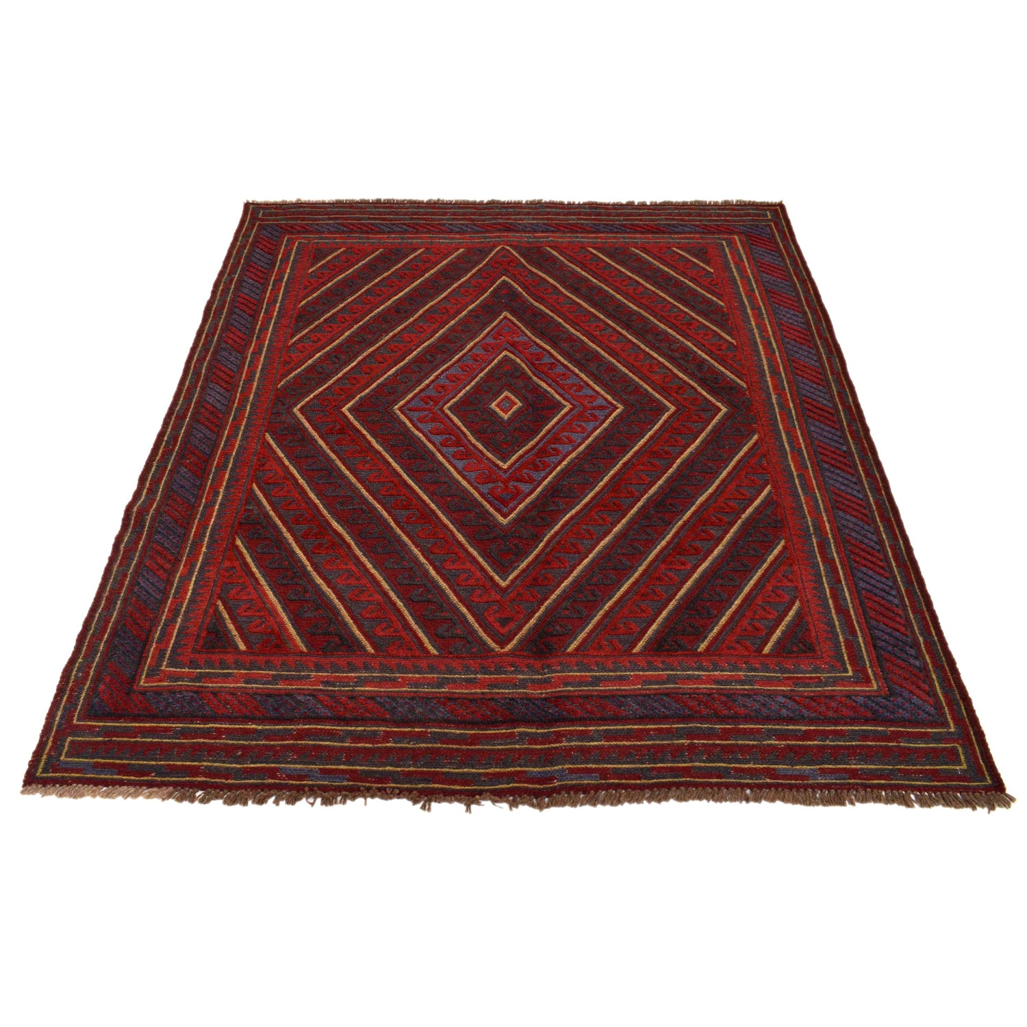 Mashwani Runner Rug Handmade Red Geometric 5x6 ft