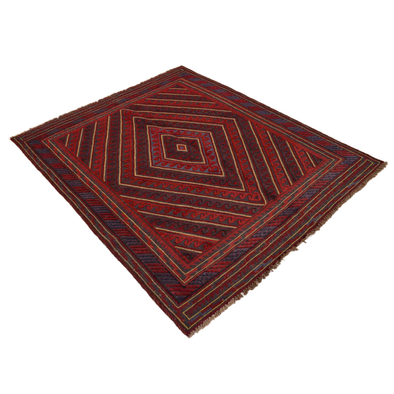Mashwani Runner Rug Handmade Red Geometric 5x6 ft