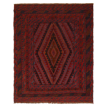 Mashwani Runner Rug Handmade Red Geometric 5x6 ft