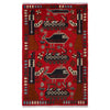 War Area Rug Handmade Red Riffle + Map 2x4 ft