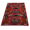 War Area Rug Handmade Red Riffle + Map 2x4 ft