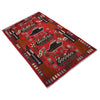 War Area Rug Handmade Red Riffle + Map 2x4 ft
