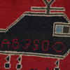 War Area Rug Handmade Red Riffle + Map 2x4 ft