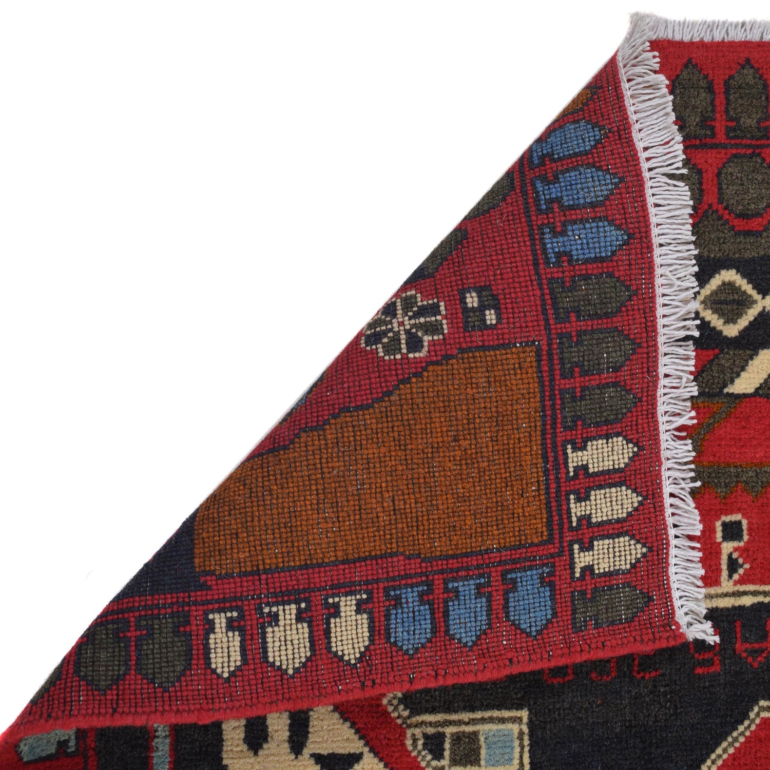War Area Rug Handmade Red Riffle + Map 2x4 ft
