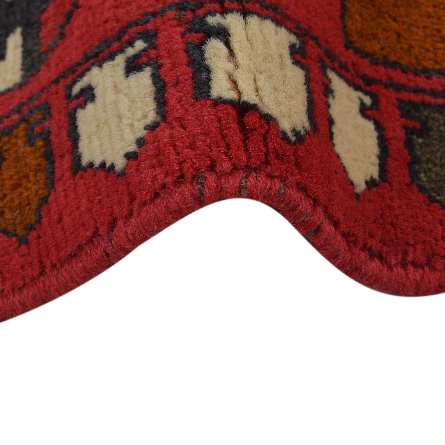 War Area Rug Handmade Red Riffle + Map 2x4 ft
