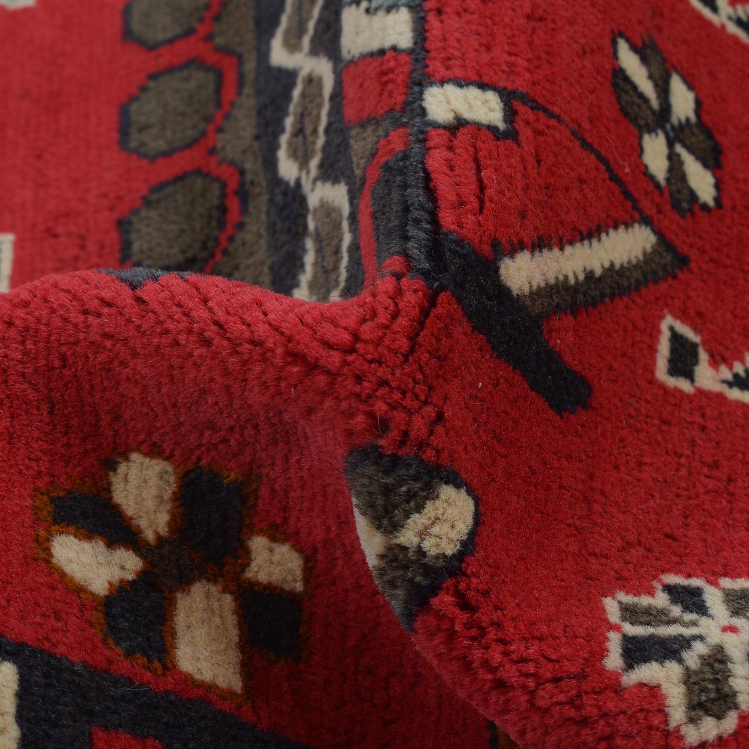 War Area Rug Handmade Red Riffle + Map 2x4 ft