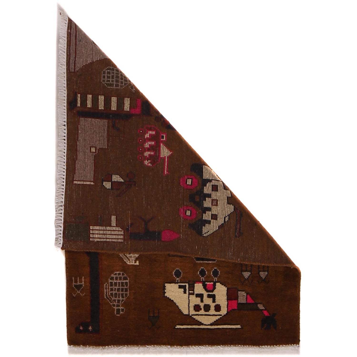 War Area Rug Handmade Brown Rifle 2 x 3 ft