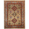 Kazak Rug Handmade Beige Medallion 5x8 ft
