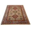 Kazak Rug Handmade Beige Medallion 5x8 ft