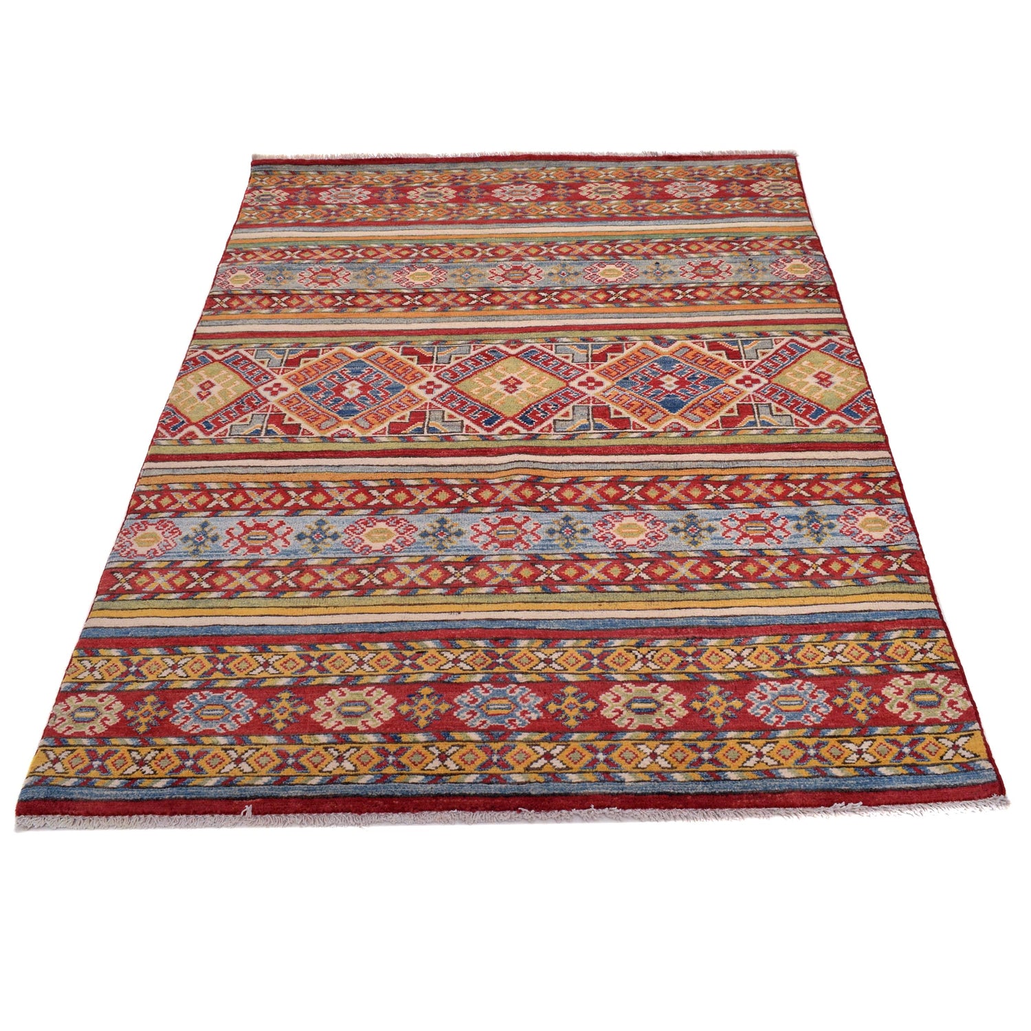 Khurjeen Area Rug Handmade Multi Curvilinear 4x6 ft