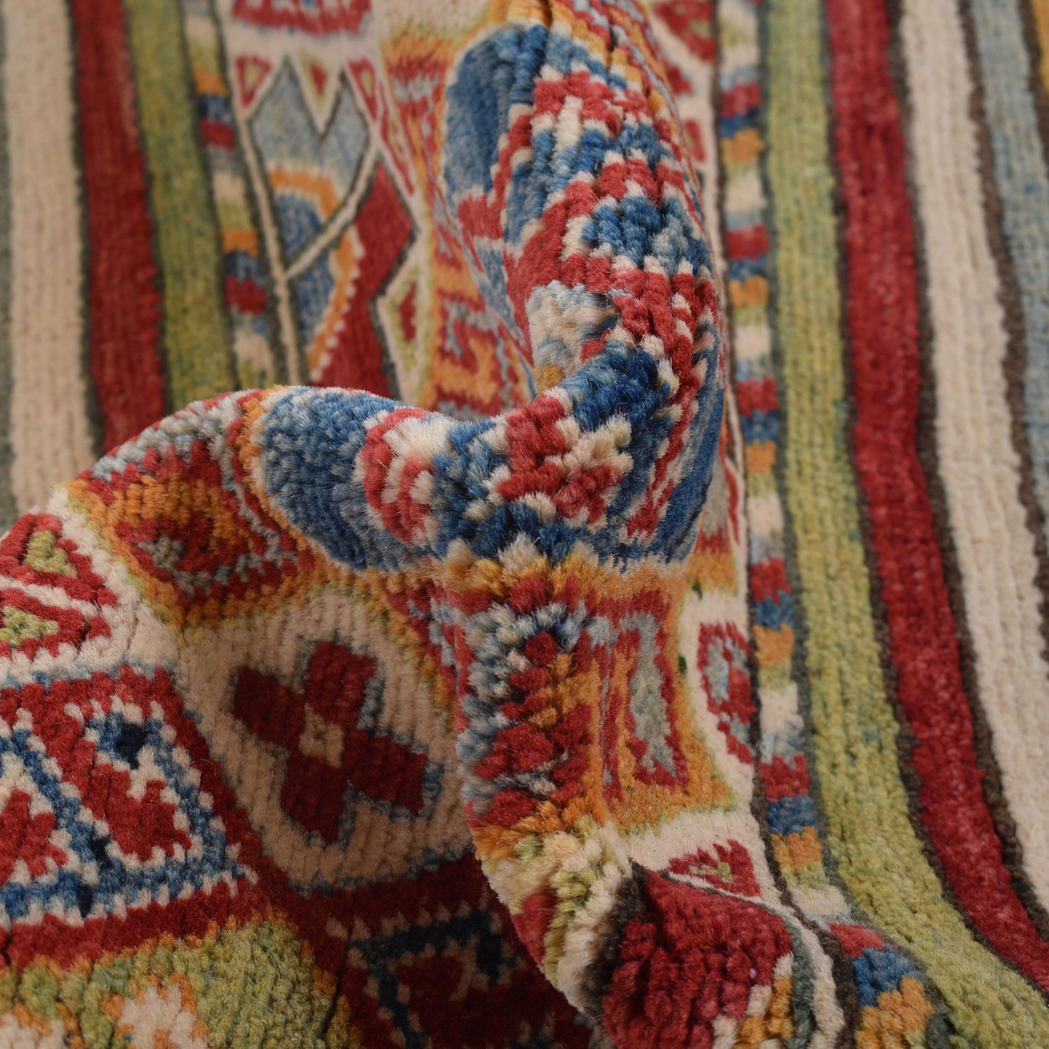 Khurjeen Area Rug Handmade Multi Curvilinear 4x6 ft