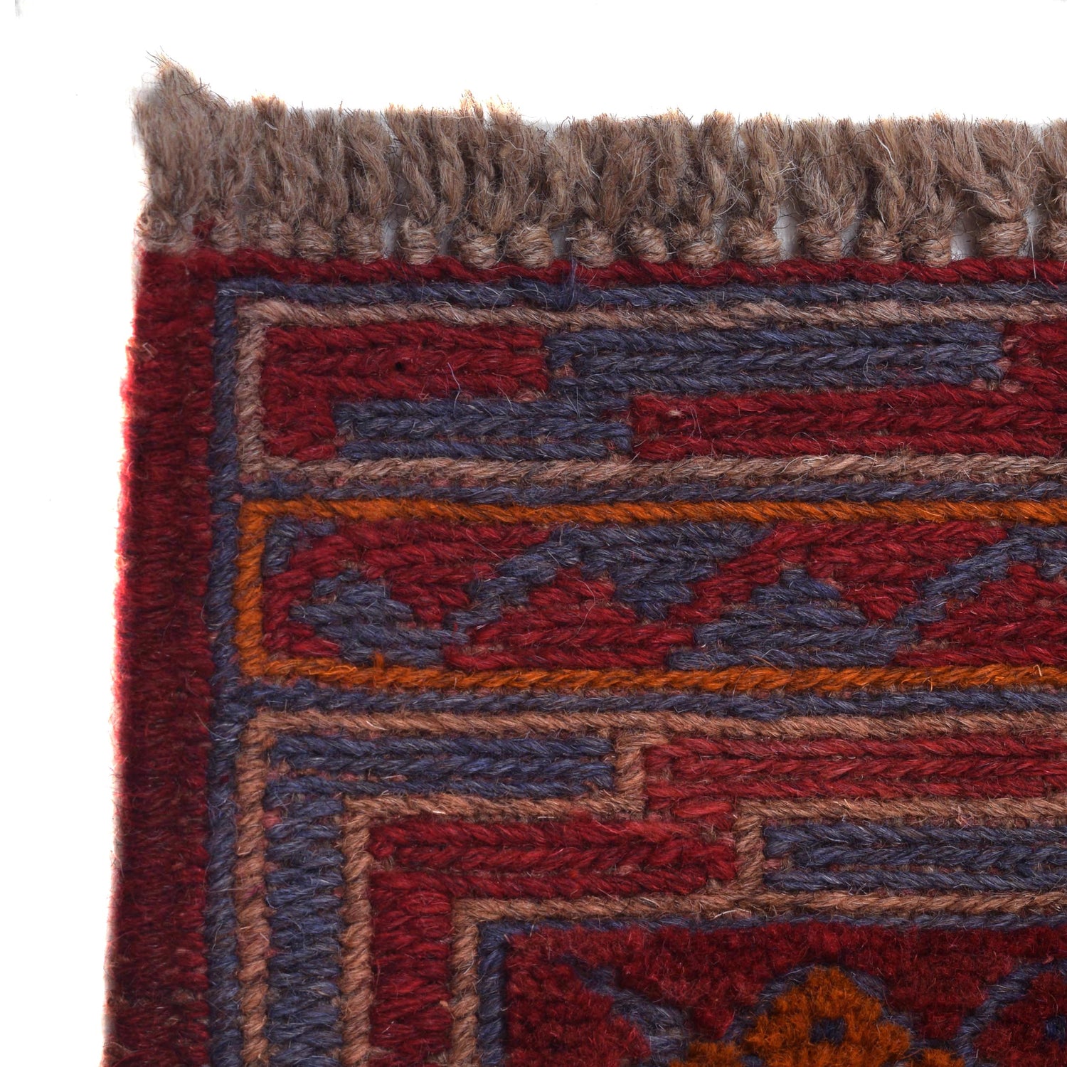 Mashwani Runner Rug Handmade Deep Red Geometric 6x9 ft