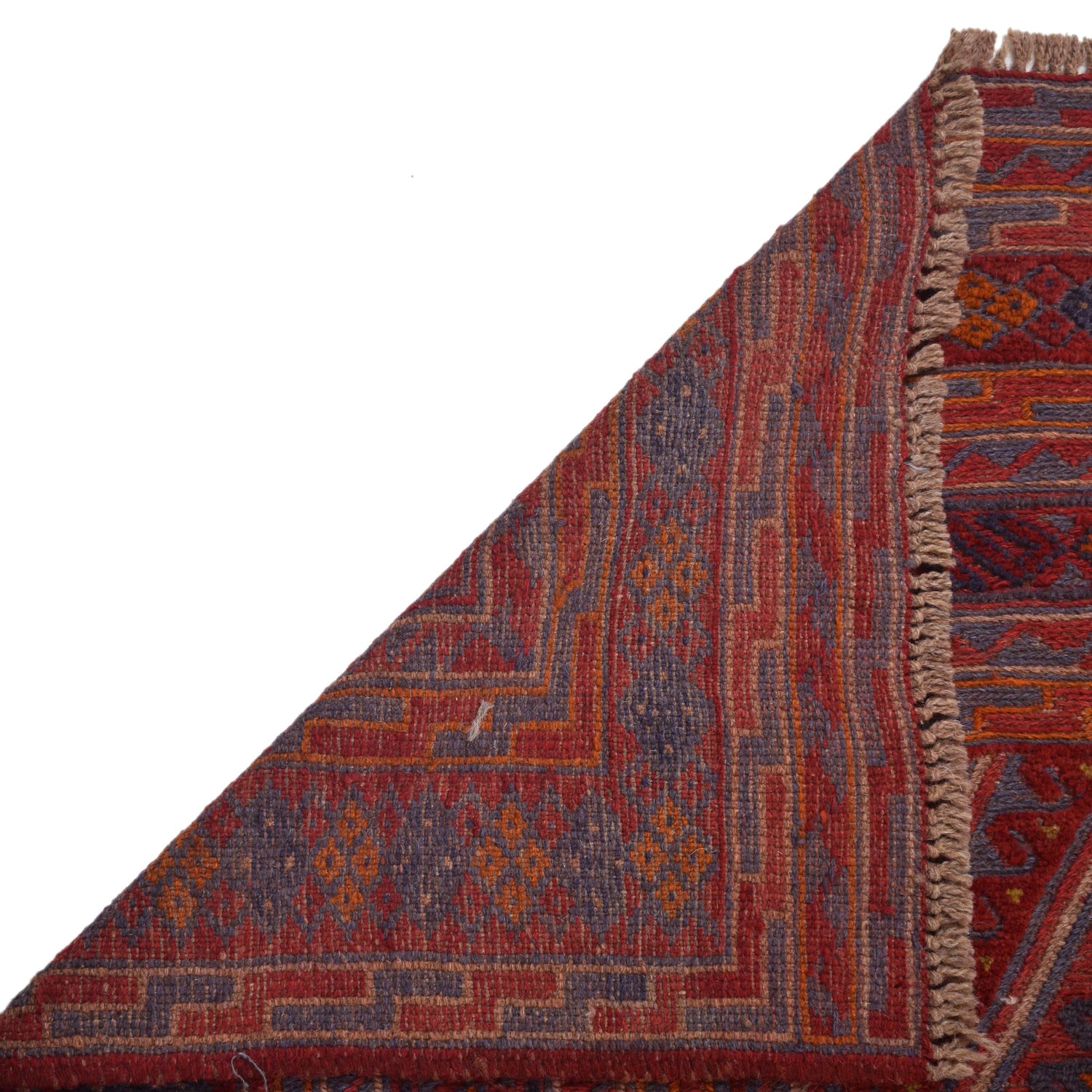 Mashwani Runner Rug Handmade Deep Red Geometric 6x9 ft